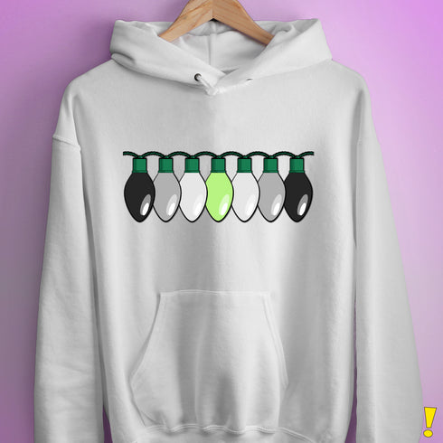 Agender Pride Christmas Lights Hoodie - White